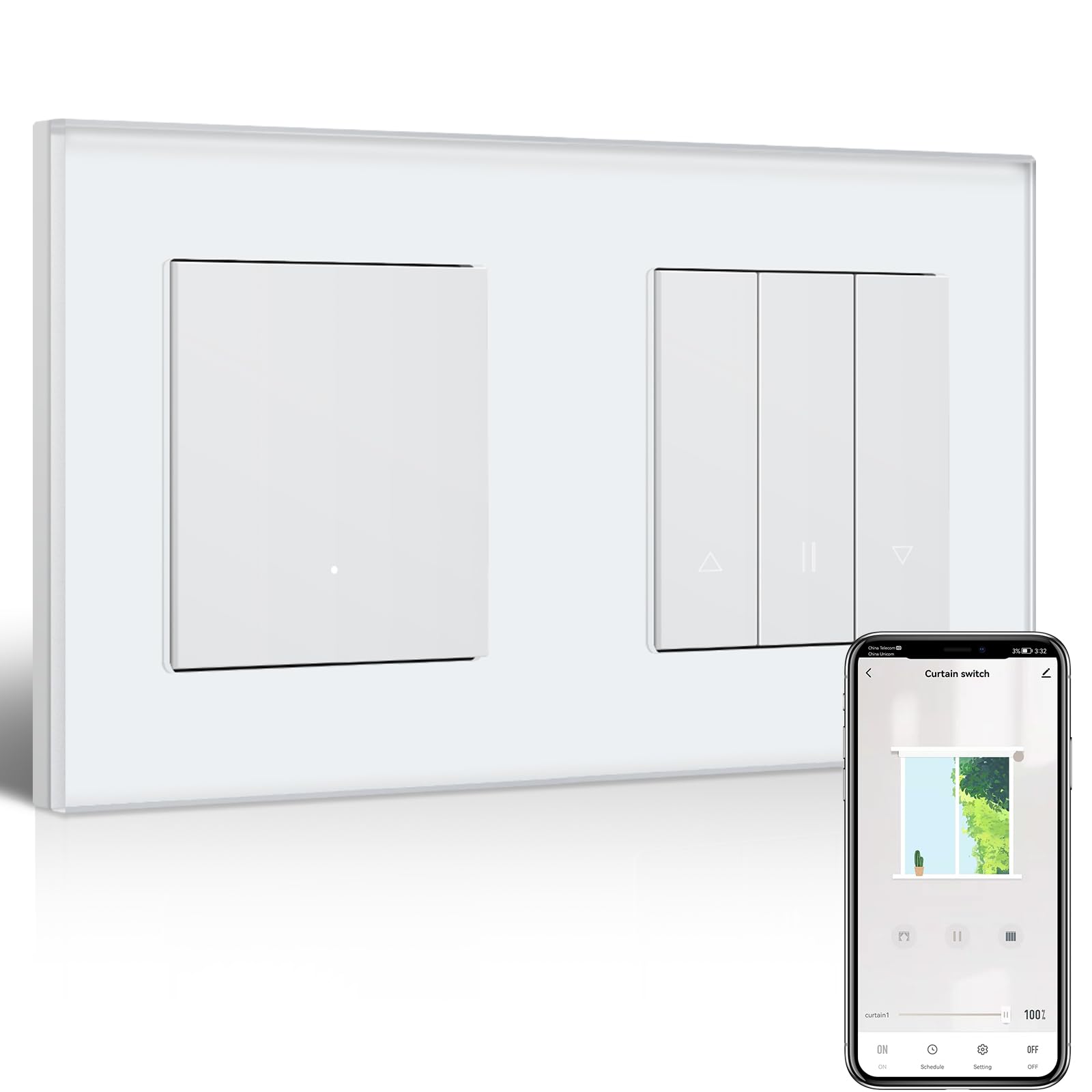 Interruttore della luce Smart WIFI con interruttore per tapparelle WLAN, 1 interruttore da parete + timer per tapparelle, compatibile con Alexa/Google Home, interruttore per tapparelle