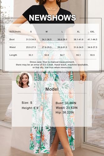 Image of Newshows Women's 2026 Lightweight Summer Wedding Guest Beach Vacation Casual V Neck Split Flowy Maxi Dress