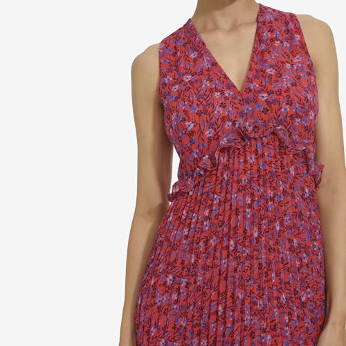 Image of Tommy Hilfiger Women's Sleeveless V-Neck Chiffon Pleated Maxi Dress