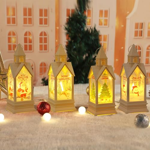 4 Stück Weihnachtsdeko Laterne,Weihnachten Dekoration...