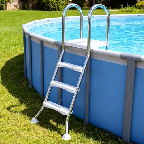 Escalera para piscina de acero inoxidable, 4 peldaños miniatura 1