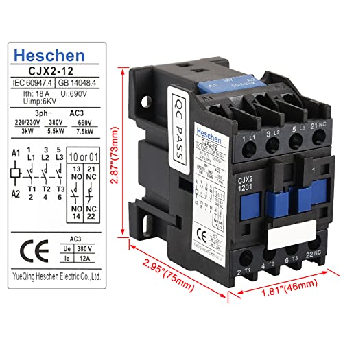 Heschen AC Contattore CJX2-1201 24V 50/60Hz Bobina...