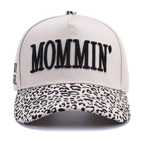 Image of Vintage Two-Tone Trucker Hat Adjustable Baseball Cap with Mommin Embroidery Ponytail Fit Unisex Outdoor Casual Headwear