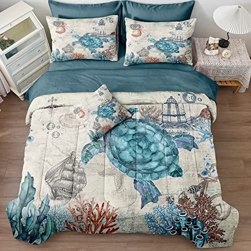 Turtle Comforter Set Ocean Beach Bedding King