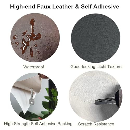Image of Self-Adhesive Genuine Leather Repair Patch30x60cm for Sofa Repair Car Seats Jackets Durable Adhesive Sheet Waterproof for Couches Furniture Bags. (4, Black)