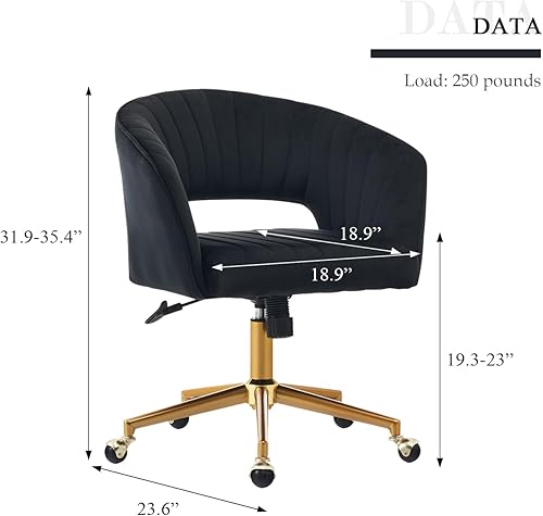Miniatura 2 de Eifizek Silla de escritorio de oficina de terciopelo, moderna silla de escritorio ajustable para el hogar con ruedas, silla giratoria para