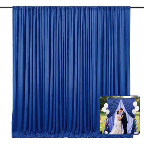 Image of 2 Panels Deep Blue Backdrop Curtain, 10 x 10 Feet Polyester Background Curtains for Parties, Weddings, Baby Showers, Halloween, Christmas, Birthday Party Photoshoot Backdrop Curtains Decorations