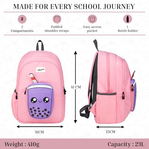 Image of F Gear Cocoa 23L Backpack|Soft Touch|Colourful & attractive theme brings a fun space-inspired look|with two Spacious Compartments,1 Front Pocket & Water Bottle Holder