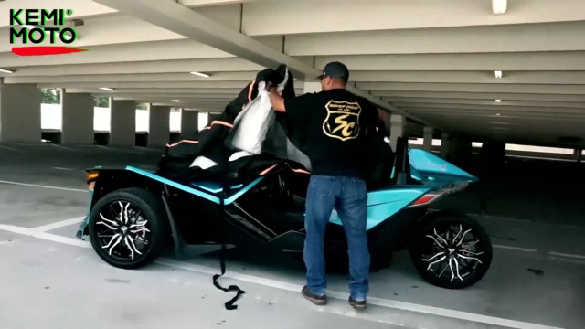 KEMIMOTO Allwetter-Abdeckung Für Polaris Slingshot – Wasserdicht, Windfest, Mit Reflexstreifen (240x198 Cm)
