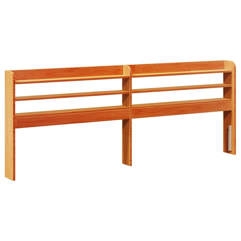 Cama de madera maciza sin colchón, marco de cama, marco de cama, cama de madera, marco de cama de madera, color marrón cera, 135 x 190 cm, madera de pino
