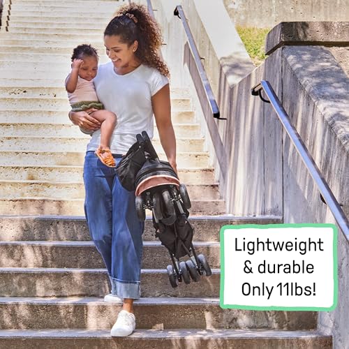 Image of Ingenuity 3D Mini Convenience Stroller - Lightweight Stroller, Compact Fold, Multi-Position Recline, Canopy with Pop Out Sun Visor and More - Umbrella Stroller for Travel, Dusty Rose Pink