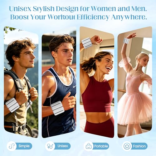 Image of Wrist Weights, 2Pack Adjustable Ankle Weights for Women /Men, Silicone Weighted Bangles for Yoga, Pilates, Running & Walking, Arm & Leg Weights, 2lb