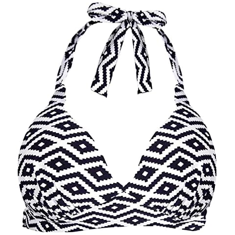 futurino Women Retro Plaid Pattern Polka Dot Halter Bikini Tops Push Up Bikini Top Padded Bikini Top Vintage Bathing Suit Top Cover