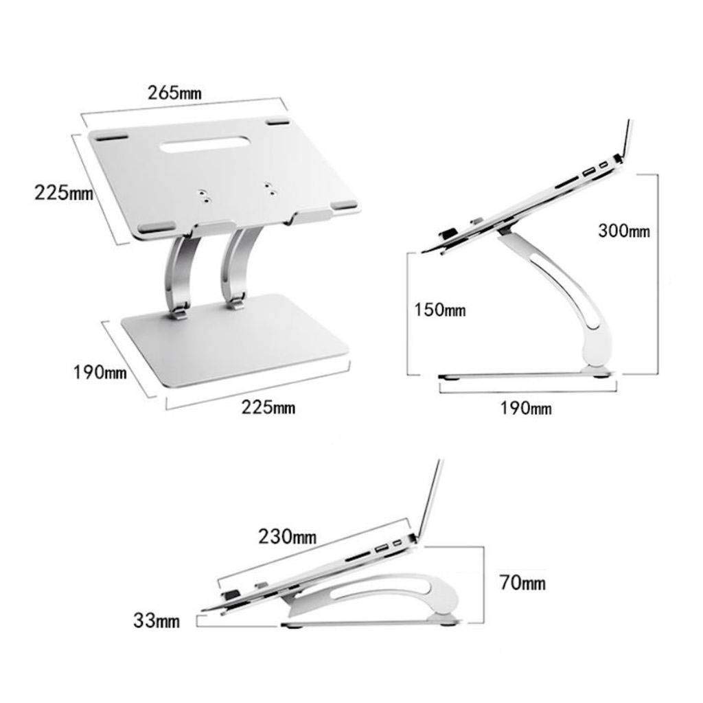 Supporto per Laptop, Supporto per Laptop ergonomico Regolabile in Altezza, Supporto per Laptop con Supporto per Laptop in Alluminio ventilato con Ventilazione Adatta per Ufficio e