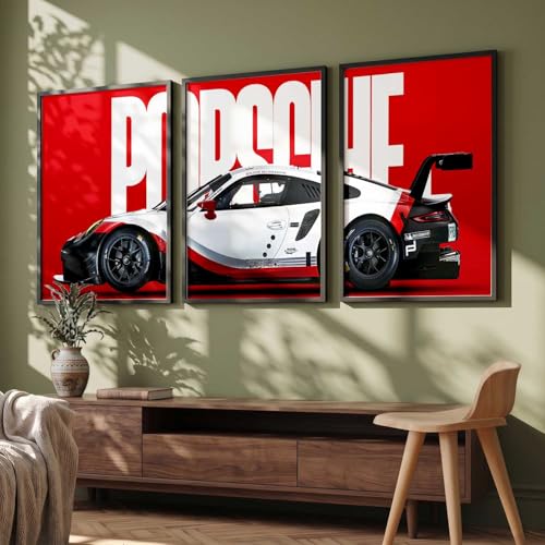 Image of HOMESY Sports Car Framed Posters Gift Items for Boys Room | Wall Decoration for Bedroom Living Room Office Gaming Room Decor | Sports Car Poster with Frame for Wall Decor Set Of 3 Size (10x13 inch, BLACK)