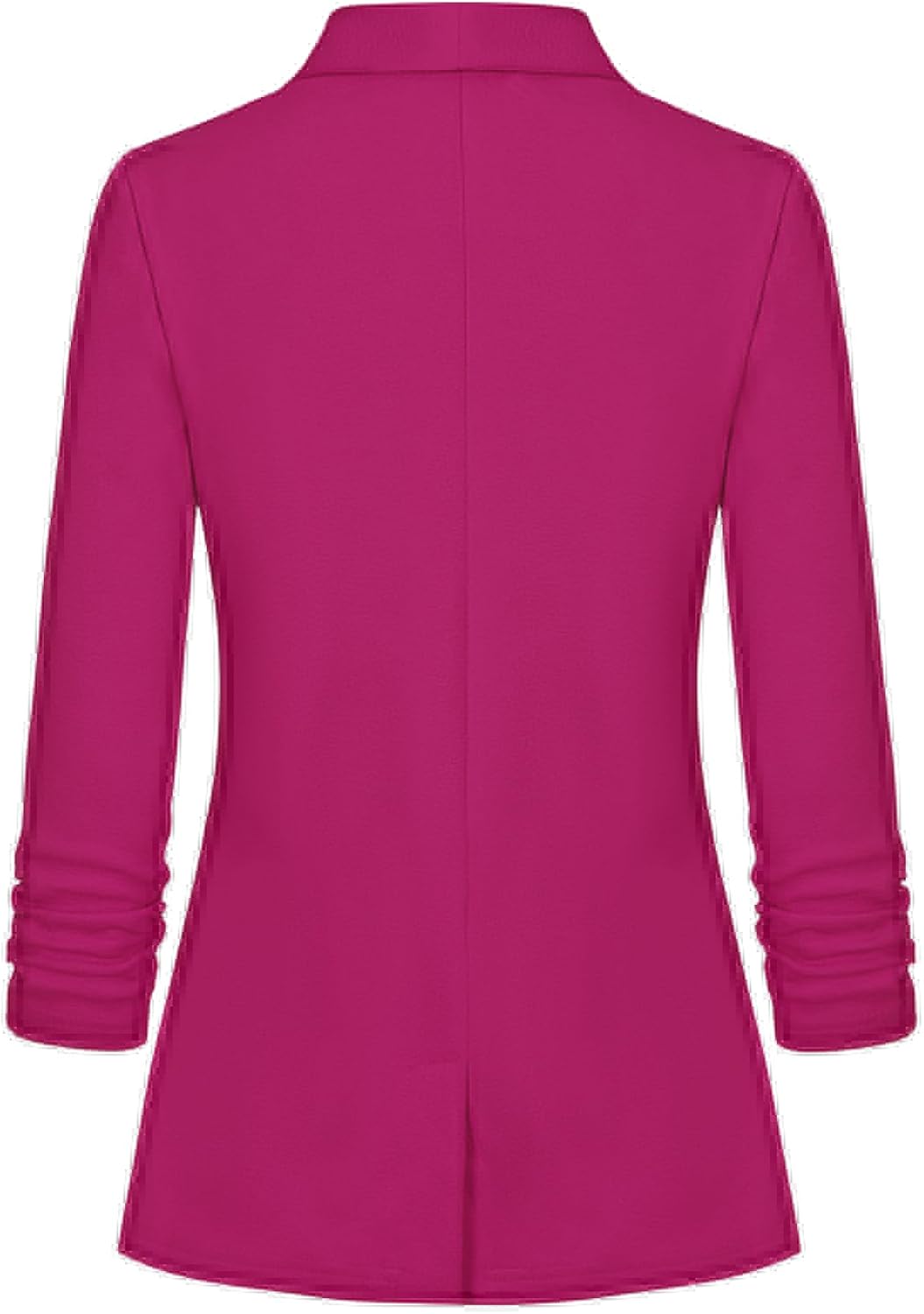 Women's Casual Open Front Blazers Shawl Lapel Ruched 3/4 Sleeve Office Lightweight Blazer Jackets with Pockets *Hot Pink,Size XL*