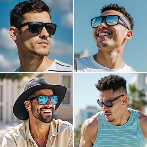 WISTON XL Z87 Sunglasses for Men Women UV400 Protection Lightweight TR90 Frame Square Shades for Driving Fishing Z82462