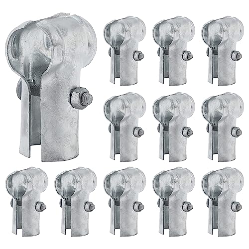 VIVIDA 1-3/8 End Rail T Clamps 12 PCS Chain Link Fence Fittings Panel T Clamps Galvanized Pipe T Connectors for 1-3/8 OD Pipe Bolts & Nuts Included