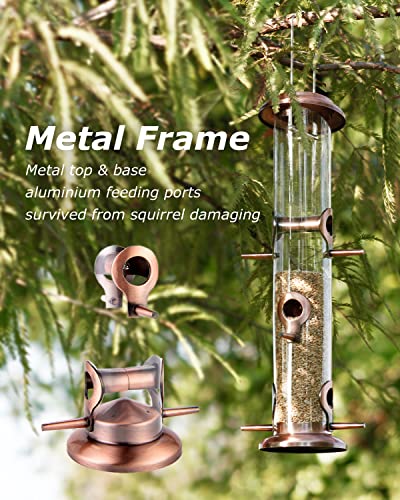 Iborn Metal Bird Feeders Brushed Copper Wild Bird Feeder For Outdoors Hanging All Metal Brushed Copper Finishing 14 Inch 6 Port(Seed Is Not Included) #TOP2
