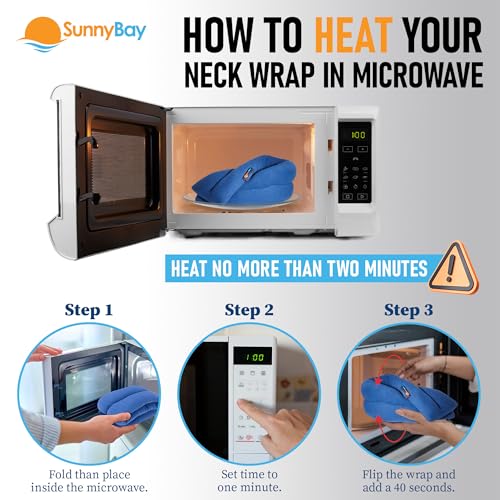 Image of SunnyBay Microwavable Heating Pad for Neck and Shoulder, Heated Neck Wrap, Microwave Heat Pad, Weighted Beanbag Moist Hot or Cold Compress, 2.2 lbs, 26x4 Inches, Sky Blue