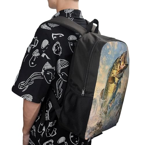 Bass Fish Classic 17 Inch Backpack Travel Daypack Casual Shoulder Bag with Adjustable Strap for Men and Women 5