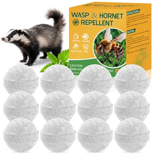 12 Pack Wasp Repellent Outdoor - Bee Repellent Outdoor for Indoor Outdoor, Natural Peppermint Oil Bee Rodent Safe for Pets & Kids Repels Bee, Yellow Jacket, Hornet, Wasp, Mud Dauber