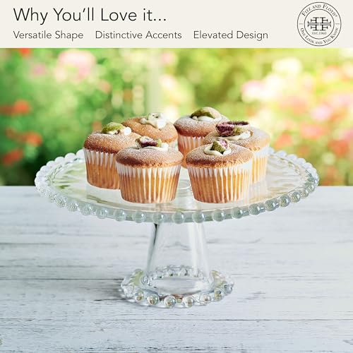 Fitz and Floyd Beaded Glass Footed Cake Stand Serving Platter, 10.75 Inch - Image 3