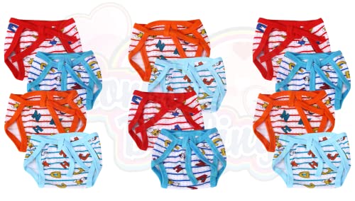Image of Mom's Darling Cotton Nappies for new born baby 0-6 months (Pack of 12) | Cotton baby langot | Soft, washable & reusable cloth diaper for new born baby| New born baby products /essentials | Multicolor.