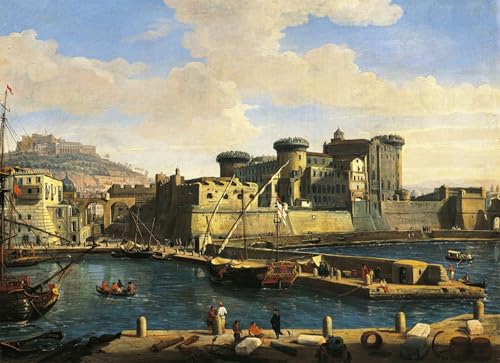 Cuadro de lienzo de Gaspar Van Wittel: Docklands a Napoli para decoración de salón, 60x90cm