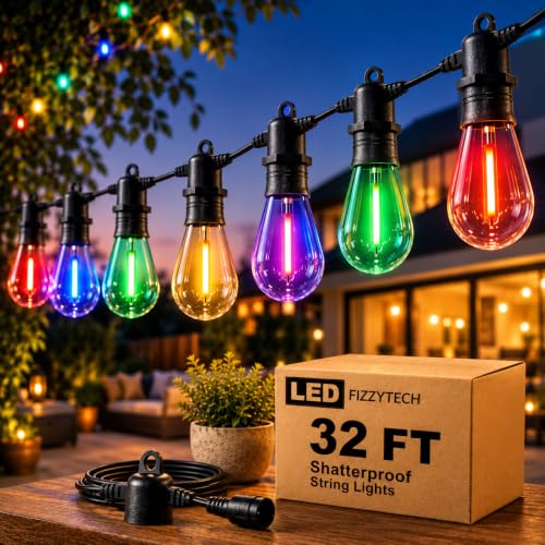 fizzytech Outdoor Bulb String Lights, 10 Meter Multicolour Waterp...