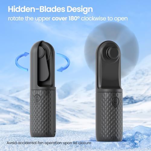 Image of Handheld Mini Fan, Rechargeable Battery Operated small Portable Fan Up to 15 Working Hours, Powerful Safety Design Pocket Fans for Travel /Outdoor /Concert /Beach /Make-up, Gifts for Mom, Teens, Black