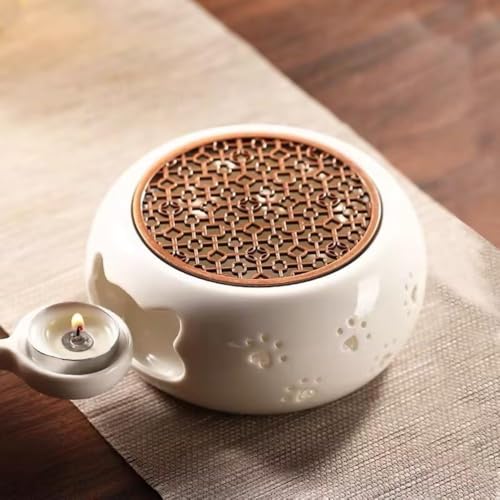 セラミックティーポットヒーターベース、紅茶/コーヒー/魔法瓶ポットベース、キャンドルヒーターベース、ティーセットスタンド (A) [4]