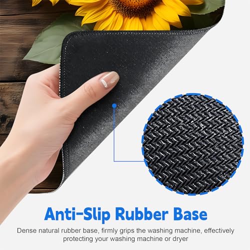 Image of Non-Slip Washer & Dryer Top Cover Mat Dust-Proof Protective Pad with Absorbent Surface & Rubber Backing, Waterproof & Heat Resistant Laundry Room Decor (Sunflower, 23.6 inch x 19.7 inch)
