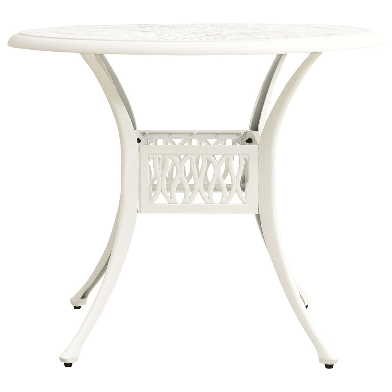 Tavolo da Giardino Bianco 90x90x74 cm in Alluminio Pressofuso,Tavolo Rettangolare Struttura in Metallo Piano Effetto Legno per Giardino