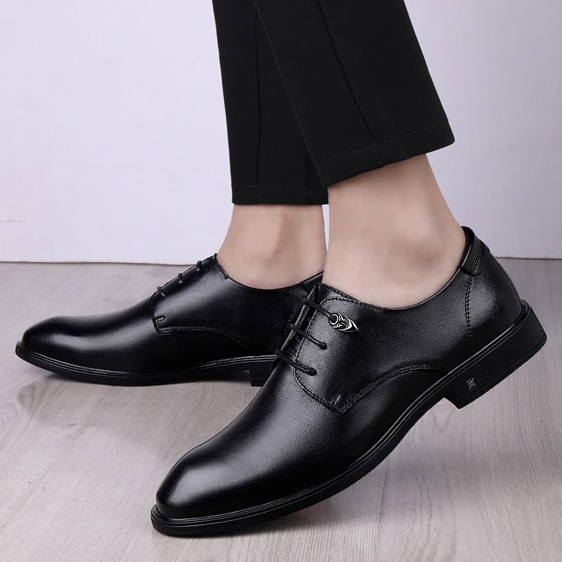 Classic Dress Oxford for Men's Lace Up Vegan Leather Wingtip Classic Anti-Slip Rubber Sole Slip Resistant Block Heel2