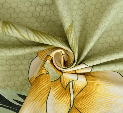 Image of Vram Premium Heavy Cotton Flat Bedsheets with 2 King Size Pillow Covers || Double Bed 350 TC || 90 x 100 Inch King Size Flat || :- Light Green Flower