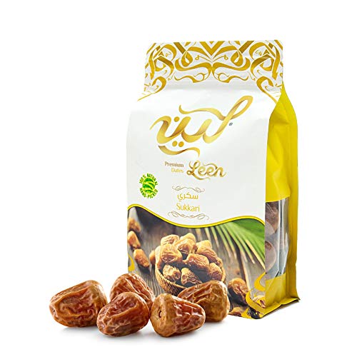 Leen Premium Sukkari Dates 110 g– Soft Naturally Sweet Saudi Arabian Dates, Fresh Whole Tamr Snack, No Added Sugar, High Fiber Energy Fruit