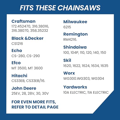 Image of 16 Inch Chainsaw Chain, 3 /8 inch LP Pitch .050 inch Gauge 57 Drive Links, Germany Steel Anti-Kickback Replacement for Echo CS-3510, CS-352, CS-400, Worx WG303, WG300, 3-Pack