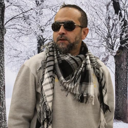 Image of Cotton Shemagh Keffiyeh Scarf - Lightweight Tactical Desert Head Neck Wrap, Sun Protection Outdoor Scarf for Summer Hiking