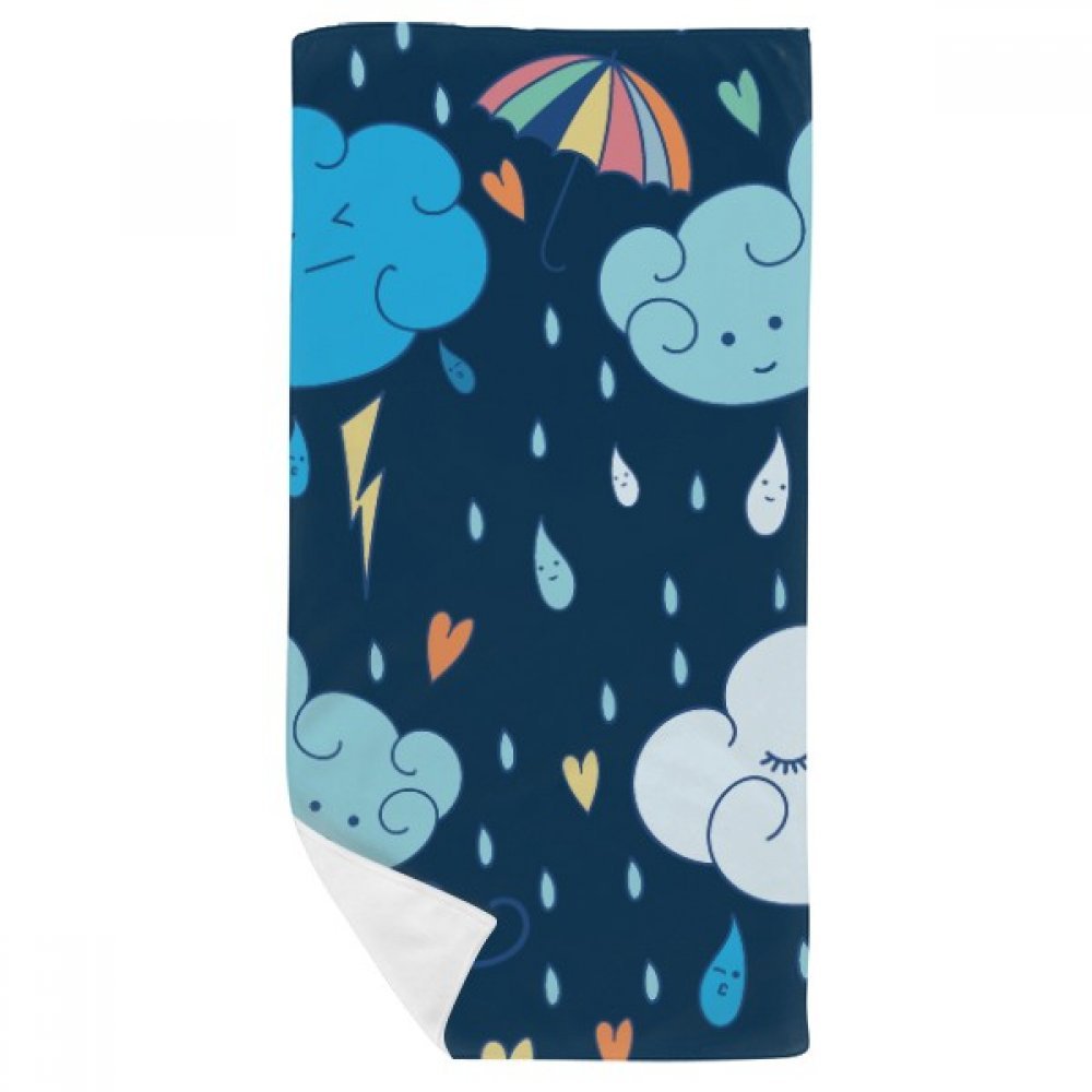 Serviette de bain nuage pluie coeur multicolore 35x70cm drap de douche et toilette