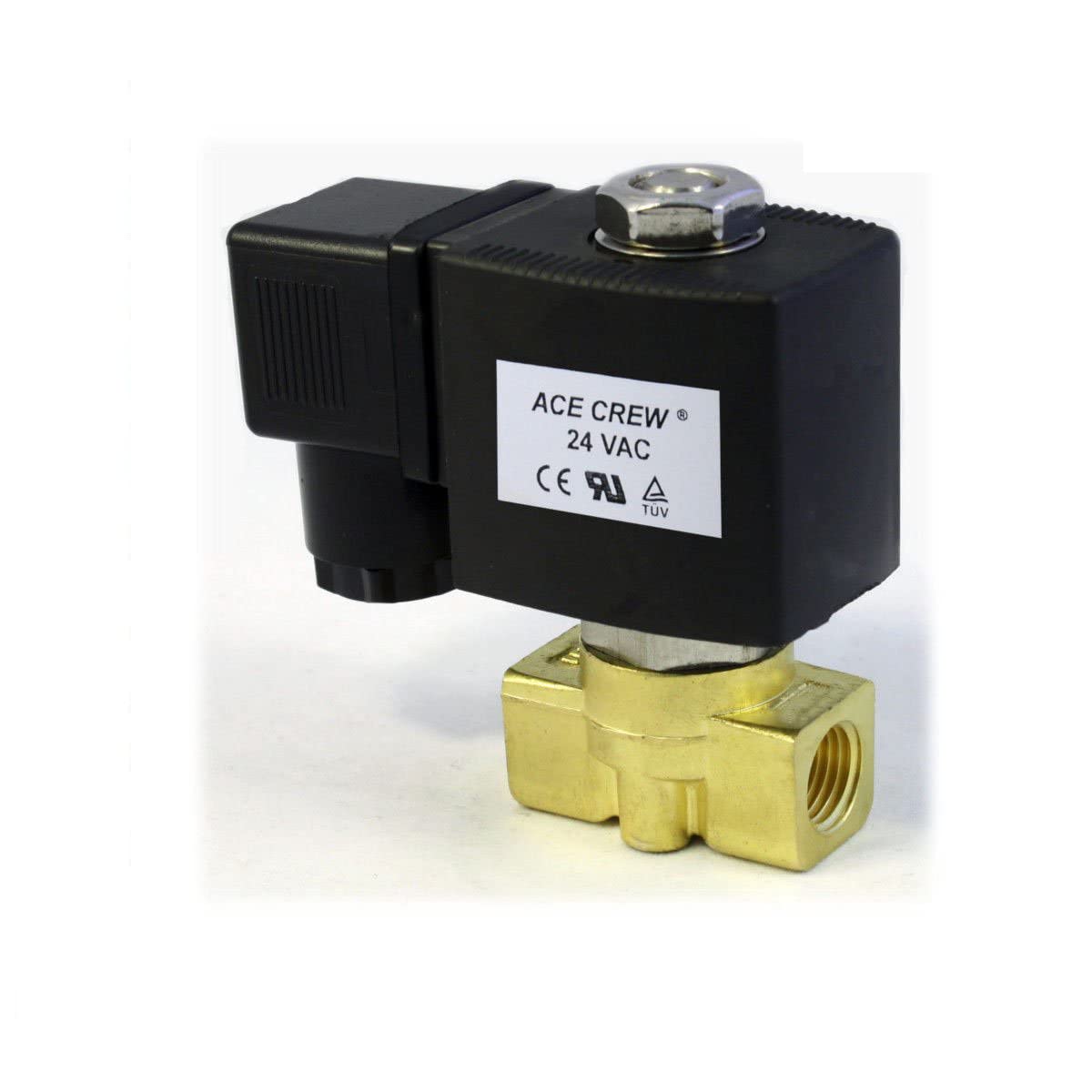 AceCrew Brass Solenoid Valve 1/4 inch NPT 24VAC Normally Closed - flow control valve for gas, air & fluid