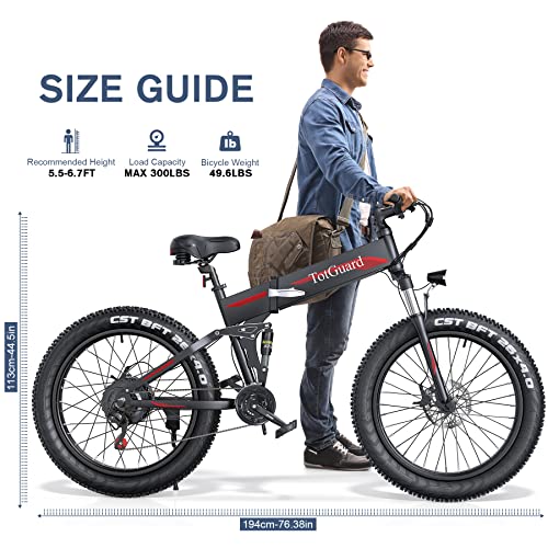 Wooken 26″ x4.0 Fat Tire Electric Bike, Folding Electirc