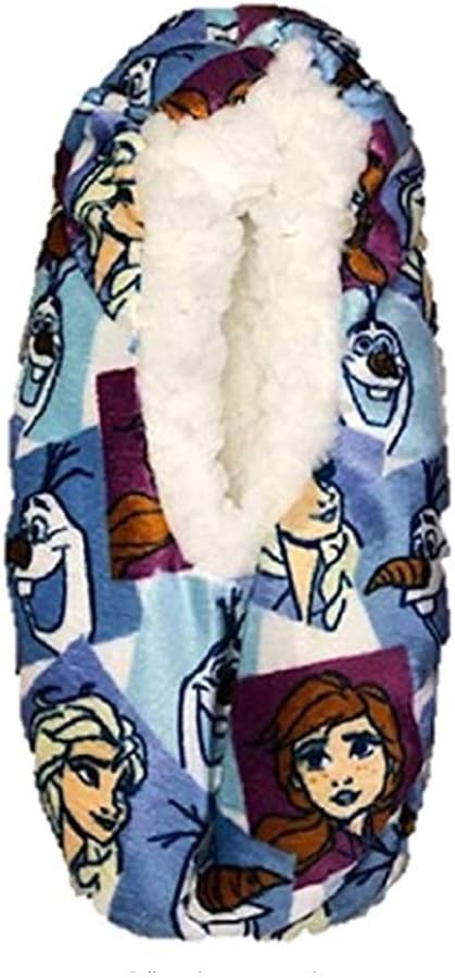 High Point DesignDisney Girls Fuzzy Babba Slipper Socks, Frozen 2 Anna Elsa Olaf, S/M - Fits Shoe Size 8-13