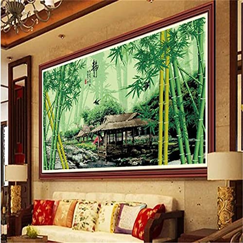 Peinture diamant grand taille 70x140cm Forêt de bambous Kiya pour décoration