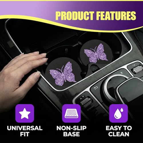 YoRise 2PCS Portavasos Mariposa para Carro Antideslizante miniatura 3