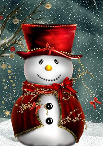 Kit De Peinture Diamant 5D à Faire Soi-même - Bonhomme De Neige De Noël Avec Chapeau - Peinture Avec Diamants - Bonhomme De Neige