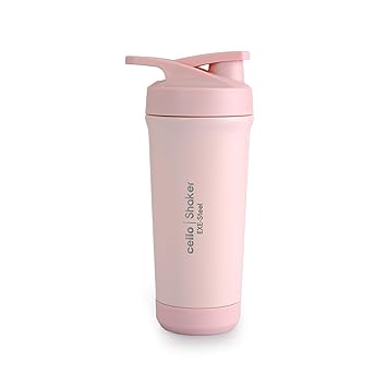 CELLO Protein Gym Shaker Bottle Pink, BPA Free Material, Leakproof Gym Shaker with Measurement, bottle for Supplements, Inner Exe steel, 750ml - image, photos