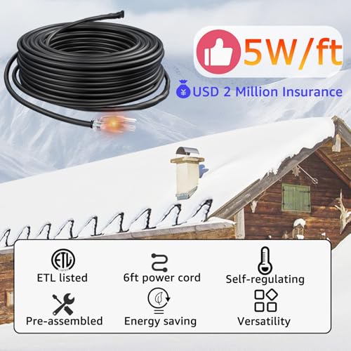 HEATIT JHSF1 Self Regulating Pre-Assembled Heating Cable 24-feet 120V Roof deicing and Pipe freeze Protection - Thumbnail 7