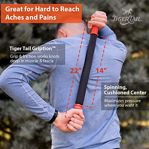 Image of Tiger Tail 22in Massage Stick Portable Roller, Handheld, Deep Tissue Foam Roller, Body Massage and Myofascial Release Tool for Legs, Neck, Calves, Thighs, Shins & Back, The Long One 22, Made in USA