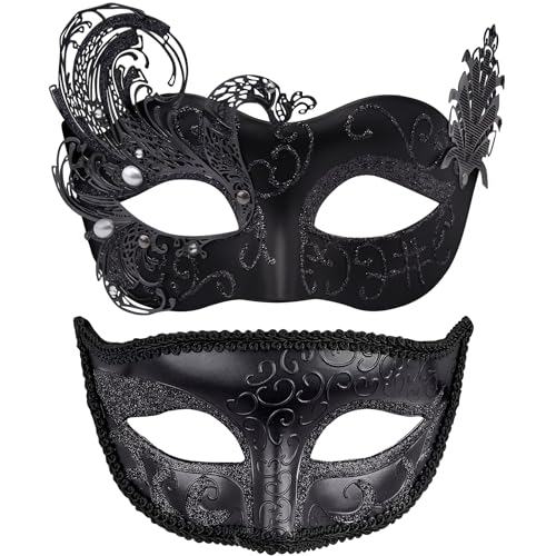 SIQUK 2 Pezzi Maschere Veneziana Maschera Travestimento Pizzo